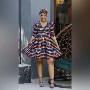 Vibrant Polka Dots Striped Women's Dress